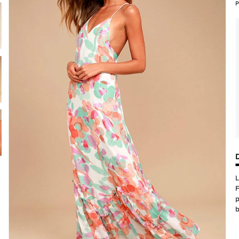 Cream Print Maxi Dress